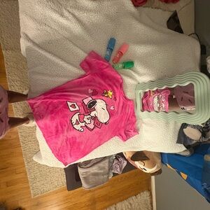 Pink Graphic T-Shirt with Cartoon Design